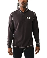 True Religion Men's Hooded Long Sleeve Henley Shirt