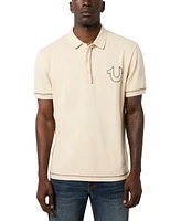 True Religion Men's Short Sleeve Topstitched Polo Shirt