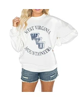 Gameday Couture Women's White West Virginia Mountaineers Good Vibes Premium Fleece Drop Shoulder Pullover Sweatshirt