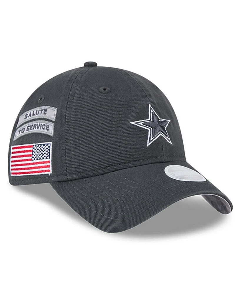 New Era Women's Graphite Dallas Cowboys 2024 Salute To Service 9TWENTY Adjustable Hat