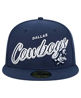 New Era Men's Navy Dallas Cowboys Script Sided 59FIFTY Fitted Hat