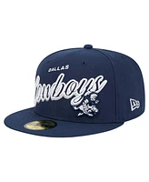 New Era Men's Navy Dallas Cowboys Script Sided 59FIFTY Fitted Hat