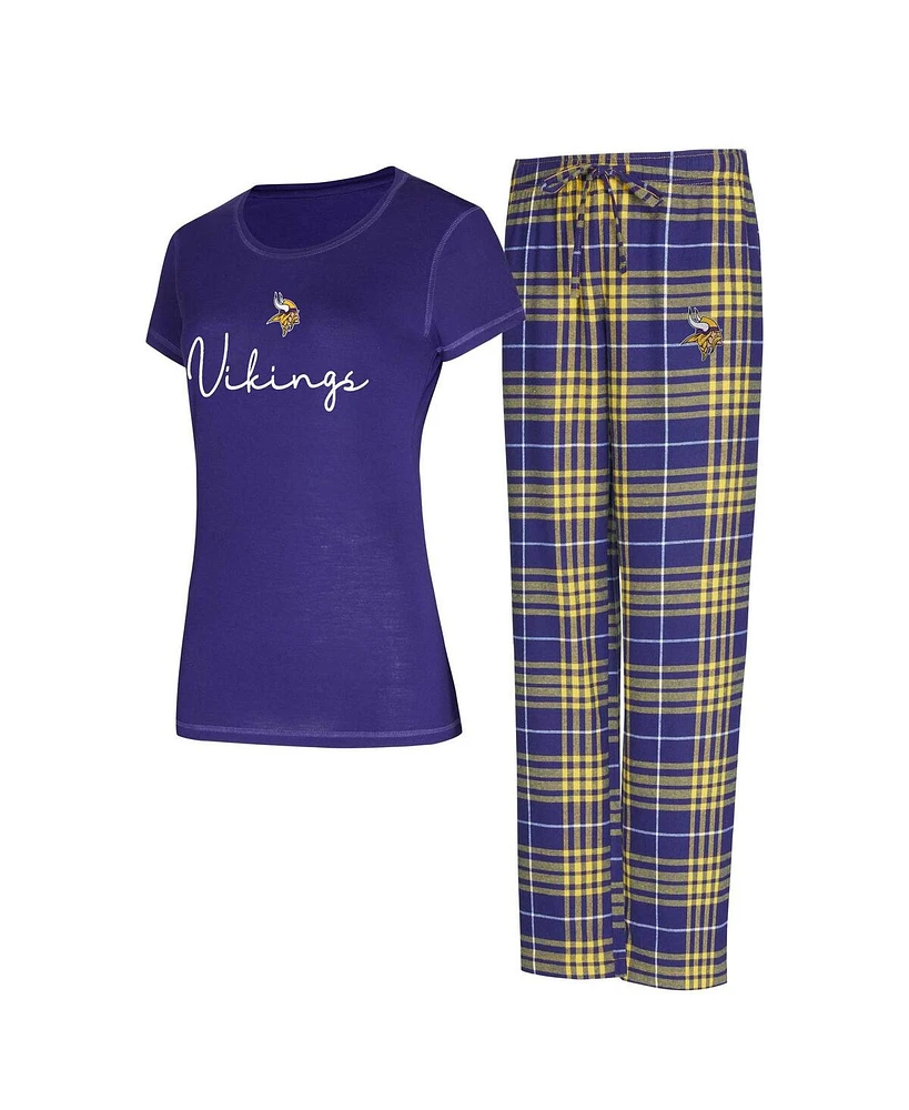 Concepts Sport Women's Minnesota Vikings Vector T-Shirt Flannel Pants Sleep Set