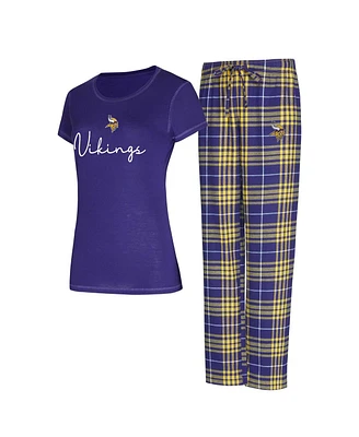 Concepts Sport Women's Minnesota Vikings Vector T-Shirt Flannel Pants Sleep Set