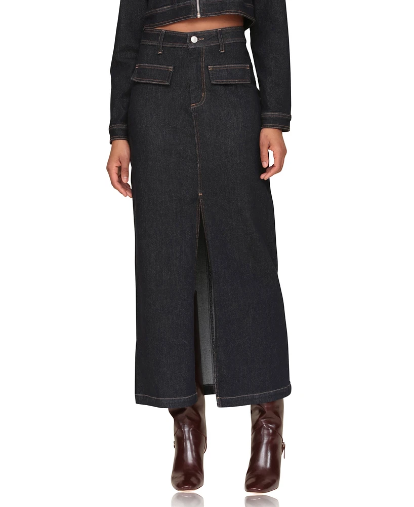 Avec Les Filles Women's Denim Maxi Skirt