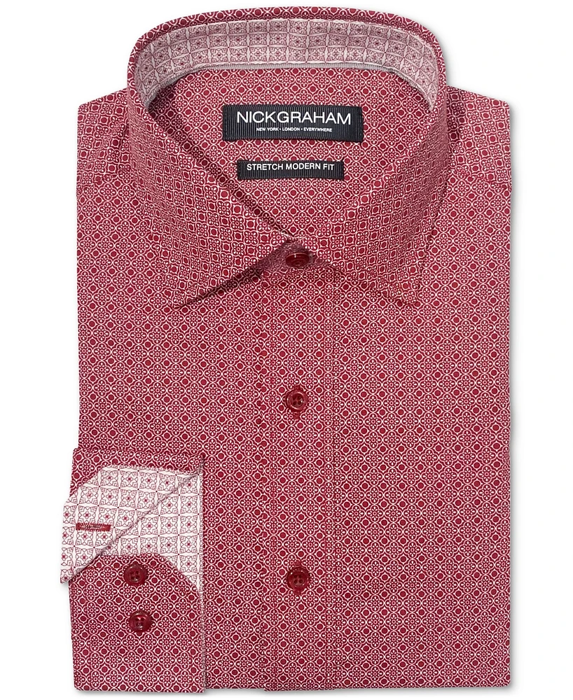 Nick Graham Men's Modern-Fit Medallion Tile Dress Shirt