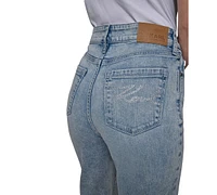 Karl Lagerfeld Paris Petite Crystal-Cuff Cropped Jeans