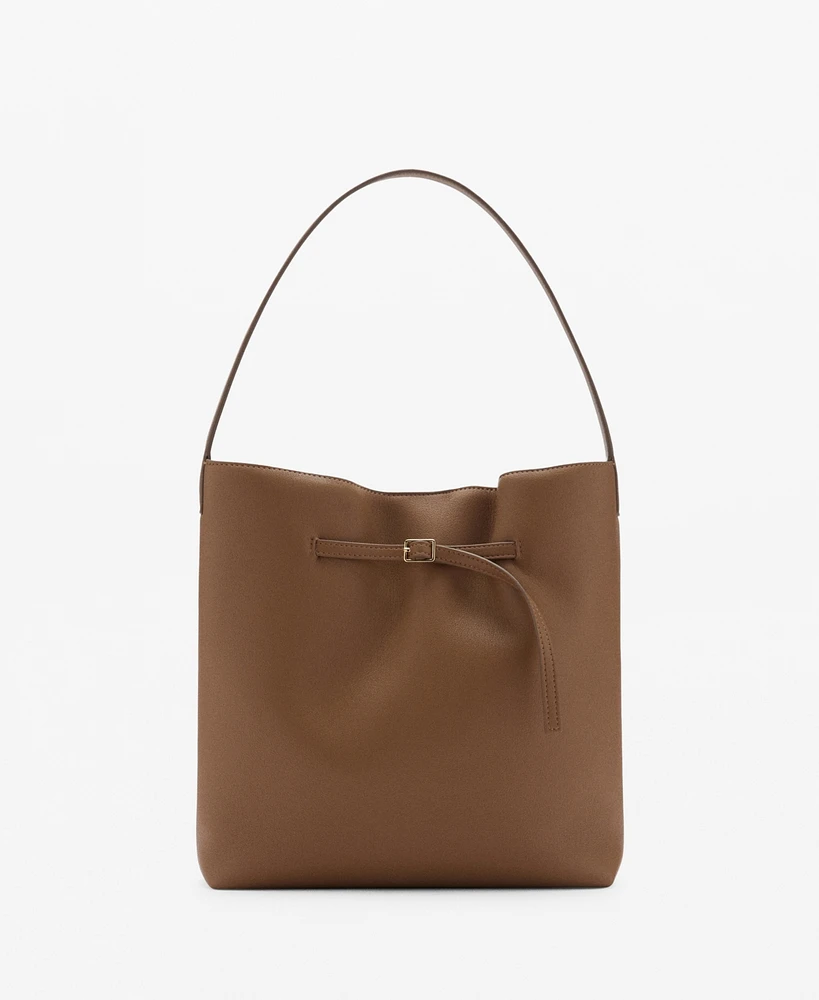 Mango Women's Buckle Detail Bucket Bag