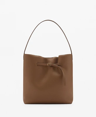 Mango Women's Buckle Detail Bucket Bag