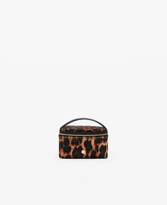 Mango Women's Leopard-Print Cosmetic Bag