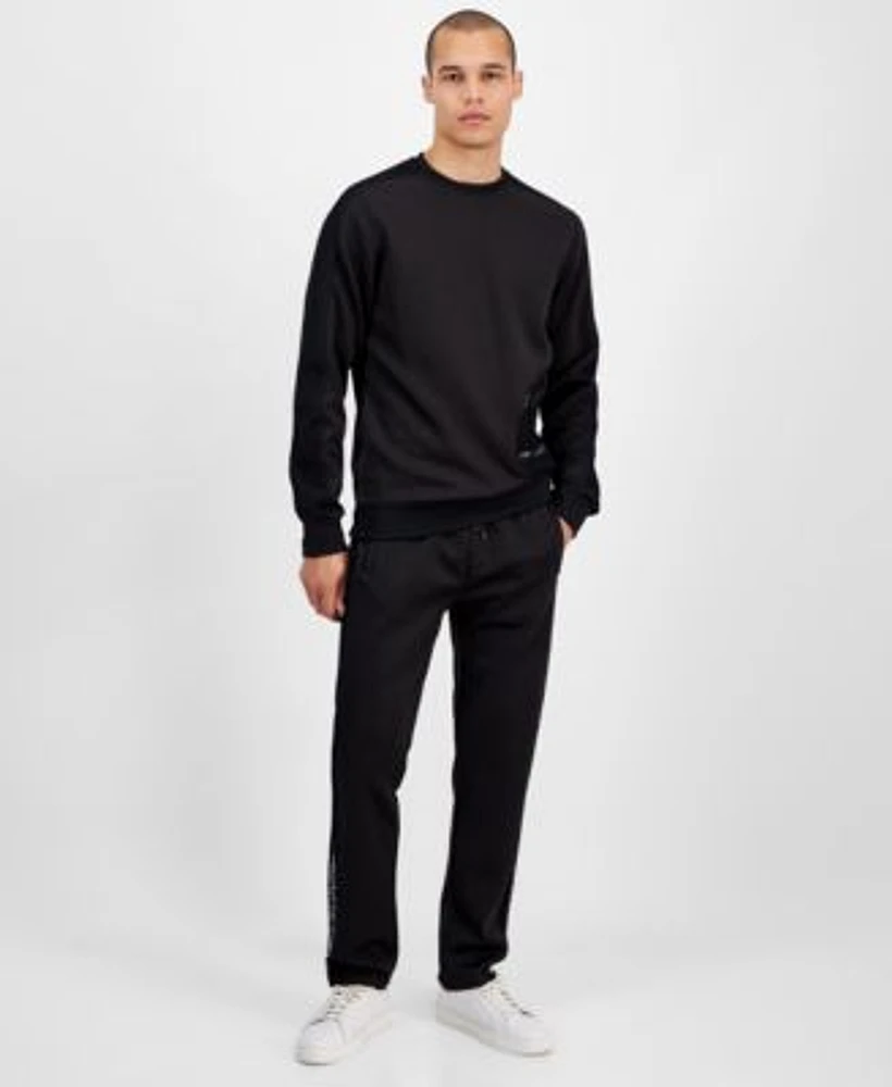 Karl Lagerfeld Paris Mens Slim Fit Scuba Mesh Trim Sweatshirt Sweatpants