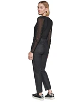 Karl Lagerfeld Paris Women's Faux-Pearl-Embellished Straight-Leg Jeans