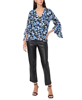 Vince Camuto Women's Floral-Print Flutter-Sleeve Top