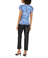 Vince Camuto Women's Printed Flutter-Sleeve Top