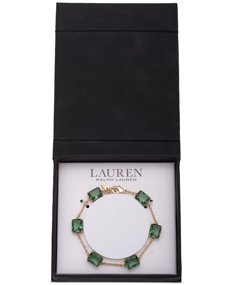 Lauren Ralph Gold-Tone Square Stone Flex Bracelet