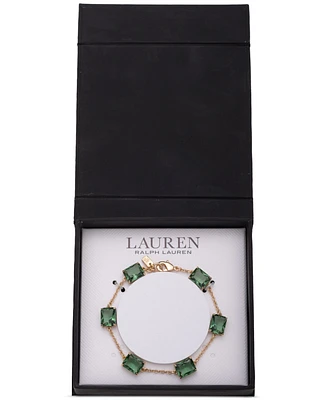 Lauren Ralph Gold-Tone Square Stone Flex Bracelet