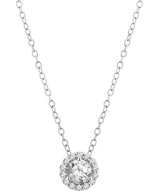 Gia Certified Diamond 18" Halo Pendant Necklace (5/8 ct. t.w.) in 14k White Gold