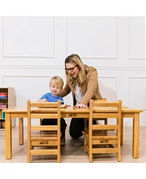 ECR4Kids 24in x 48in Rectangular Hardwood Table with 16in Legs and Four 8in Chairs, Honey