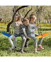 Hongge Saucer Tree Swing Surf Kids Outdoor Adjustable Oval Platform Set with Handle