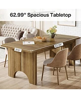 Tribesigns 63-Inch Dining Table for 6 People, Farmhouse Wood Kitchen Table with Double Pedestals, Large Rectangle Dinner Table for Kitchen, Dining Roo