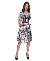 Karl Lagerfeld Paris Women's Printed Shirtdress