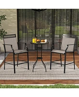 Gouun Outdoor Counter Stools Set of 2 Heavy-Duty Barstools with Footrest and Armrests