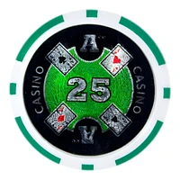 Slickblue Ace Casino Poker Chips (25-Pack) – Clay Composite, $25 Value for Casual Poker Games