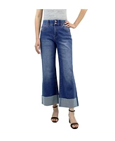 Indigo Poppy Women's 5 Pockets Wide Cuff Leg Jean