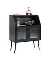 Slickblue Sideboard Buffet Cabinet with Glass Door, Side Dining Table, 1 Piece per Carton