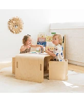 ECR4Kids Bentwood Multipurpose Table and Chair Set, Natural, 3-Piece