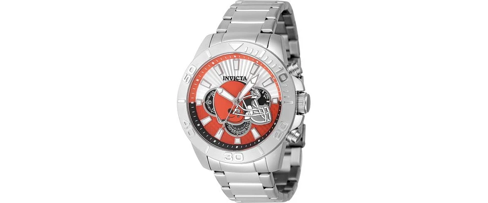 Invicta Men's 47951 Nfl Cleveland Browns Quartz Multifunction Orange, Silver Dial Watch