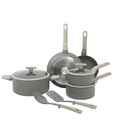 Oster Ambrose 10 Piece Forged Aluminum Premium Pfa Free Ceramic Nonstick Cookware Set - Grey/Taupe