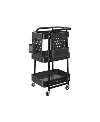 Slickblue 3-Tier Rolling Storage Cart Utility with Metal Mesh Shelves for Home or Office Organization