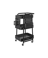 Slickblue 3-Tier Rolling Storage Cart Utility with Metal Mesh Shelves for Home or Office Organization