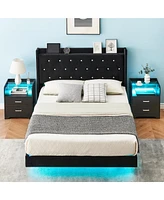 gaomon Full Size Floating Bed Frame with Led Lights