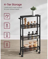 Slickblue 4-Tier Rolling Utility Cart with Handle Multifunctional Storage for Home or Office