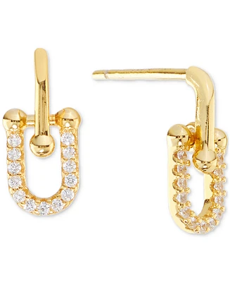 Cubic Zirconia U-Shaped Drop Earrings (1/5 ct. t.w.) 14k Gold Over Sterling Silver (also Silver)