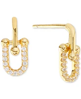 Cubic Zirconia U-Shaped Drop Earrings (1/5 ct. t.w.) 14k Gold Over Sterling Silver (also Silver)