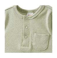 Cotton On Baby Boys The Long Sleeve Rib Pocket Bubbysuit