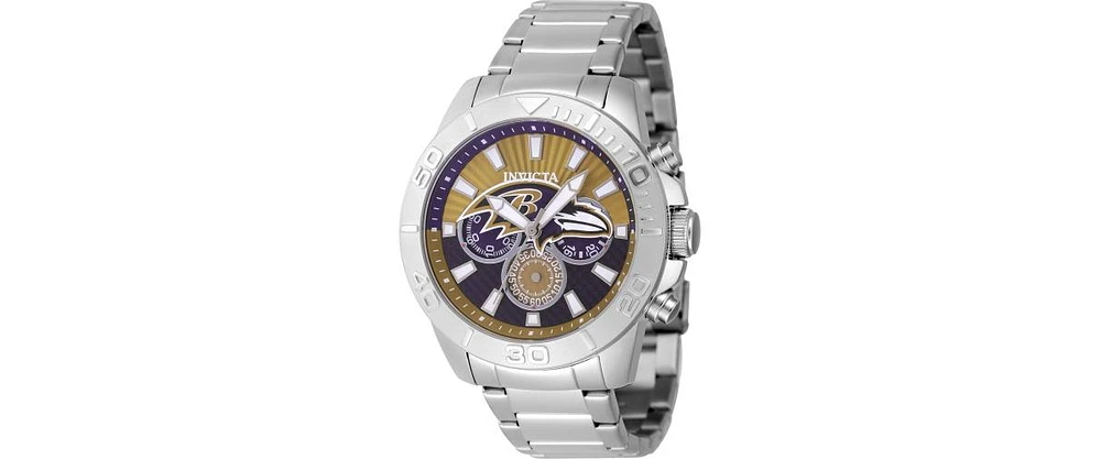 Invicta Men's 47940 Nfl Baltimore Ravens Quartz Multifunction Dark Yellow, Blue Dial Watch