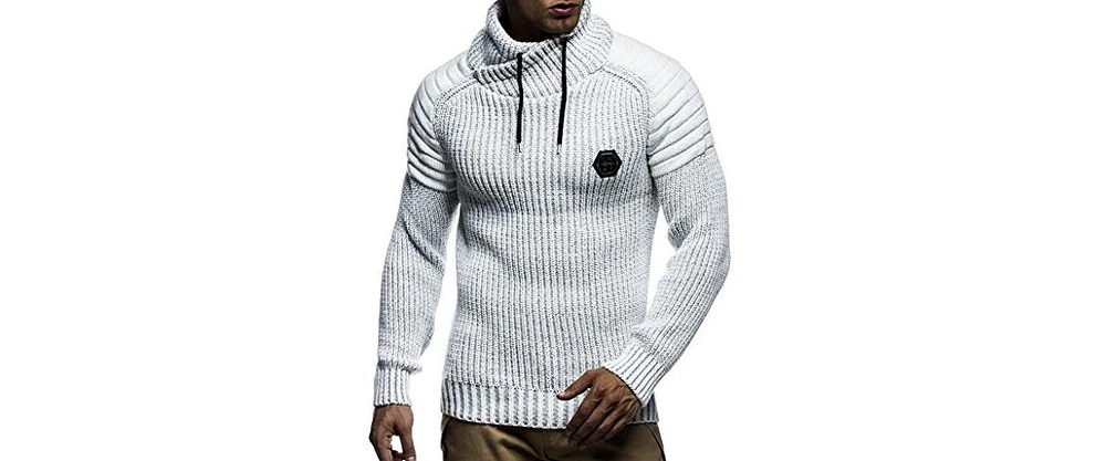 Leif Nelson Men's Knitted Winter Pullover with Shawl Collar Sweater Hoodie Sweatshirt Slim Fit Long Sleeve