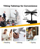 Gouun Adjustable Mobile Standing Desk Cart with Tilt Desktop and Cabinet