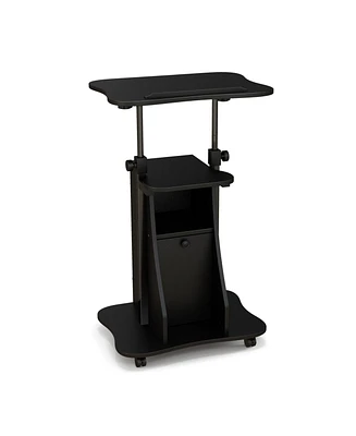 Gouun Adjustable Mobile Standing Desk Cart with Tilt Desktop and Cabinet