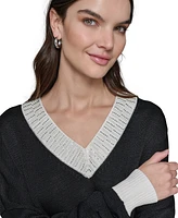 Karl Lagerfeld Paris Women's Embellished V-Neck Sweater