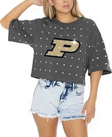 Gameday Couture Women's Gray Purdue Boilermakers Go Time Rhinestone Crop T-Shirt