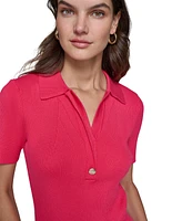 Karl Lagerfeld Paris Women's Johnny Collar Ribbed Sweater