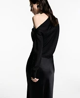 Mango Women's Asymmetrical Sequined Blouse