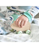 GooseWaddle Mint Bear Silicone + Wood Teether With Wheels