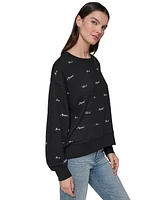 Karl Lagerfeld Paris Women's Script Logo Crewneck Sweatshirt