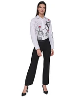 Karl Lagerfeld Paris Women's Pull-On Boot-Cut Pants